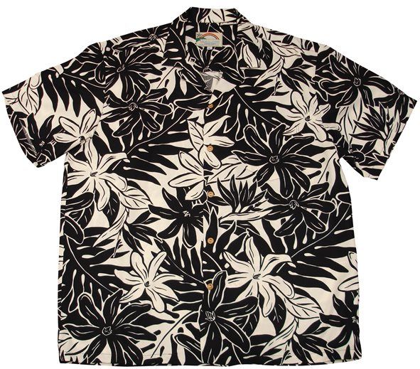 Tahitian Gardenia Black White Unique Design Hawaiian Shirt