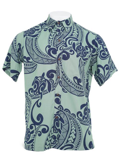 Tapa Honu Blue Unique Design Hawaiian Shirt