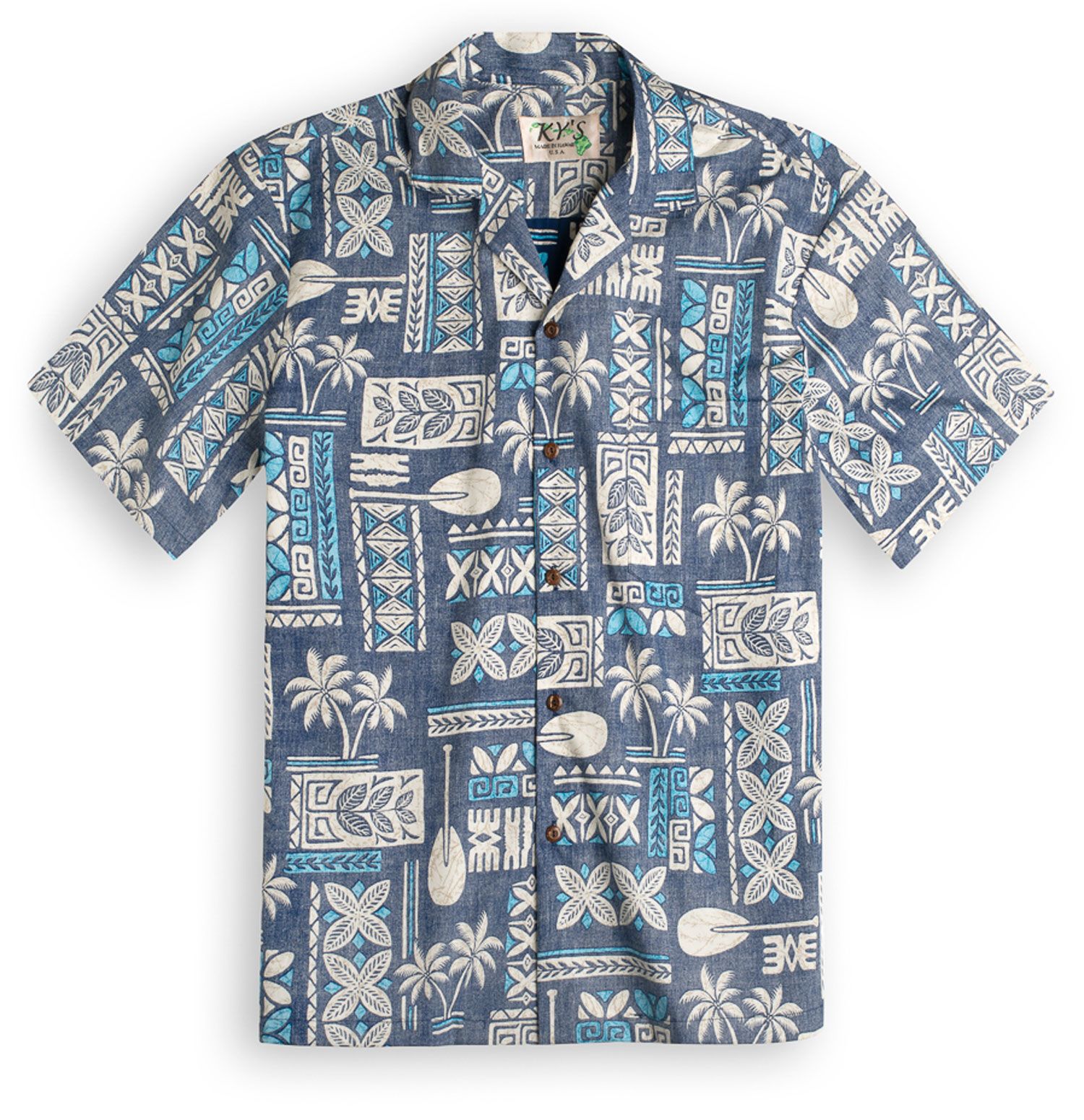 Traditional Tapa Blue White Amazing Design Hawaiian Shirt