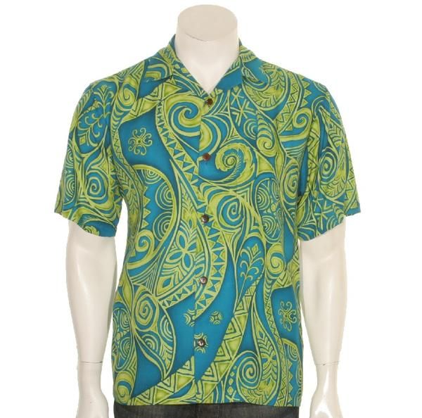 Tribal Wave Green High Quality Hawaiian Shirt