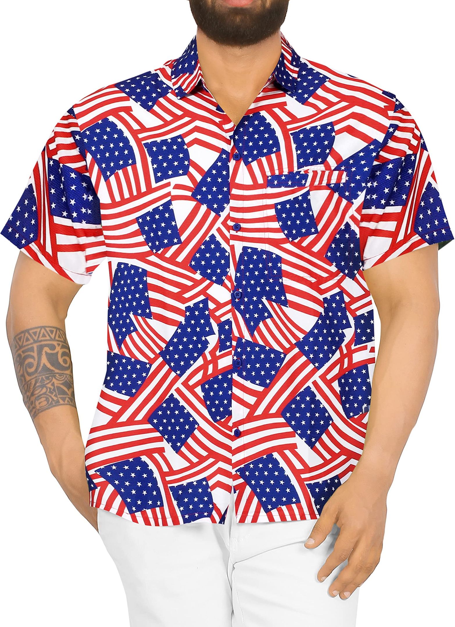 Usa Flag Blue Red Nice Design Hawaiian Shirt