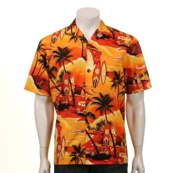 Waikiki Woody Orange High Quality Hawaiian Shirt