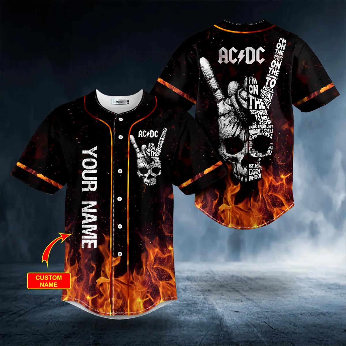 AC DC Rock Skull Custom Baseball Jersey