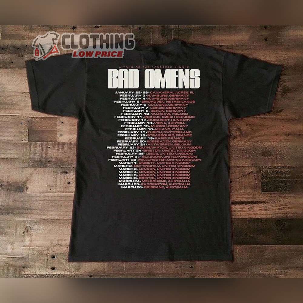 Bad Omens World Tour 2023 Shirt, Bad Omens A Tour Of The Concrete Jungle Shirts, 2023 Bad Omens Tour Unisex TShirt 3 Bad Omens World Tour 2023 Shirt, Bad Omens A Tour Of The Concrete Jungle Shirts, 2023 Bad Omens Tour Unisex TShirt