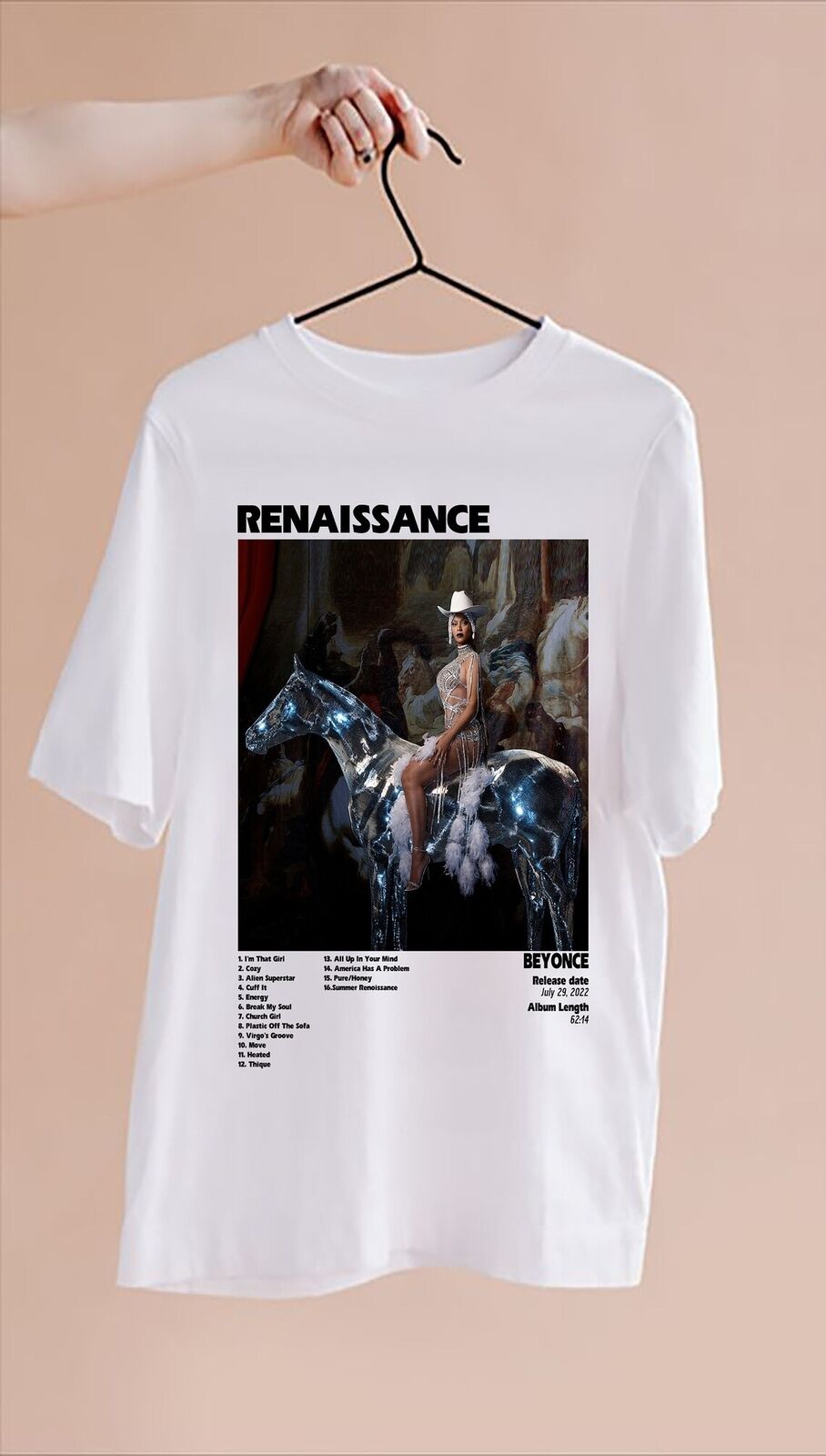 Beyonce Renaissance New Album Cover T-shirt, Beyonce Renaissance Tour Tickets 2023 Setlist Sweater Hoodie Merch