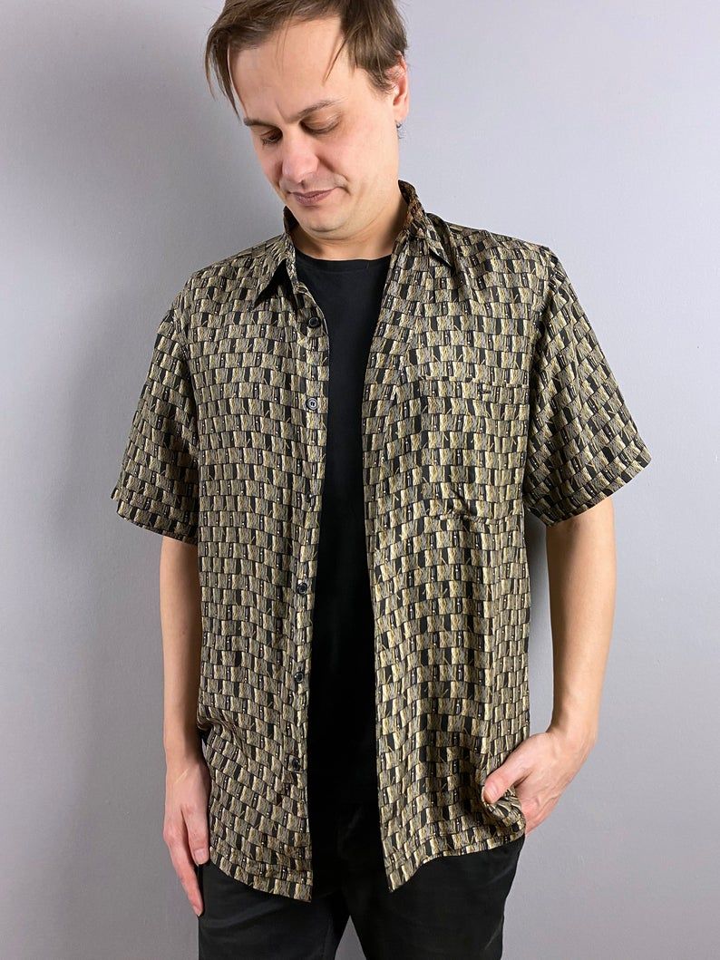 Golden Cubes Golden Black Amazing Design Hawaiian Shirt
