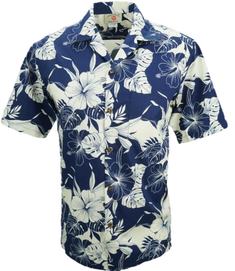 Hibiscus Leaf White Blue Amazing Design Hawaiian Shirt