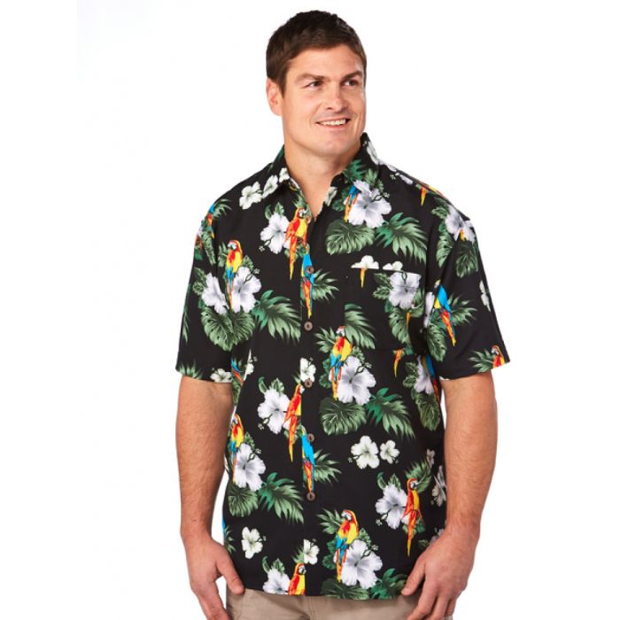 Hibiscus Parrot Black Nice Design Hawaiian Shirt 1 Hibiscus Parrot Black Nice Design Hawaiian Shirt