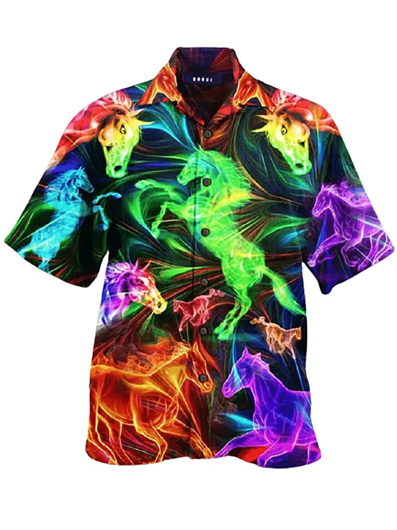 Horse Multicolor Best Design Hawaiian Shirt
