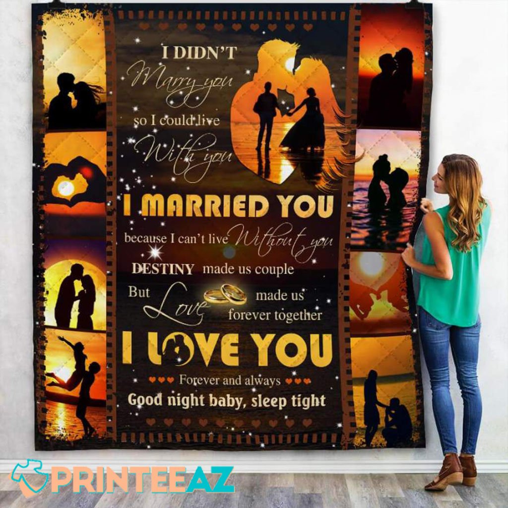 I Can’t Live Without You Destiny Made Us Valentine Fleece Throw Quilt Blanket Black With Sunshine, Rings - PrinteeAZ