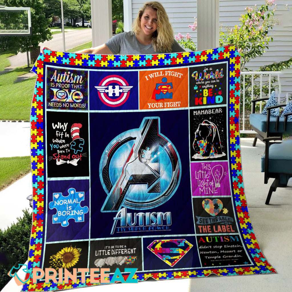 I Will Fight Your Fight Autism Awareness Fleece Throw Quilt Blanket With Puzzle Pieces - PrinteeAZ