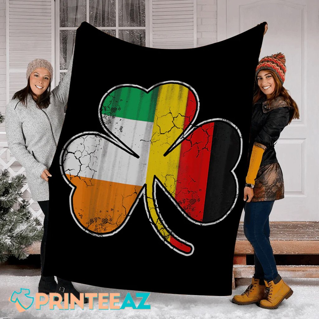 Irish German Flag Shamrock St Patrick_s Day Fleece Throw Quilt Blanket Black - PrinteeAZ