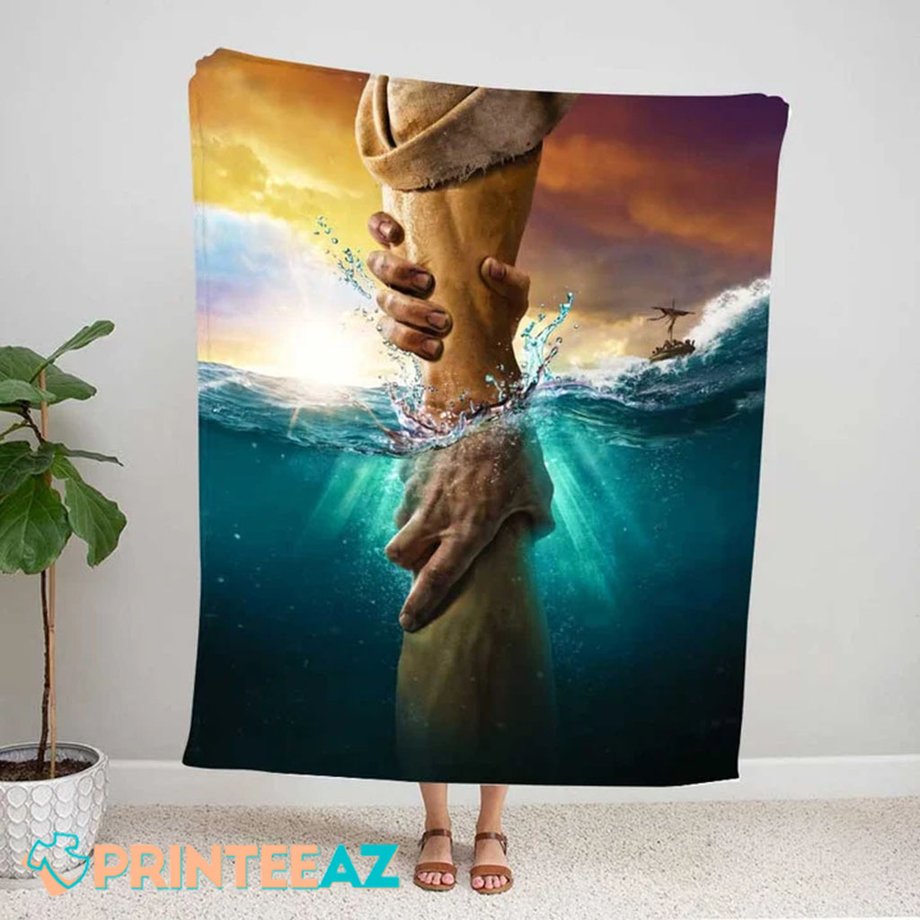 Jesus Give Me Your Hand Under The Sea Fleece Throw Quilt Blanket With Lion King And Cross - PrinteeAZ