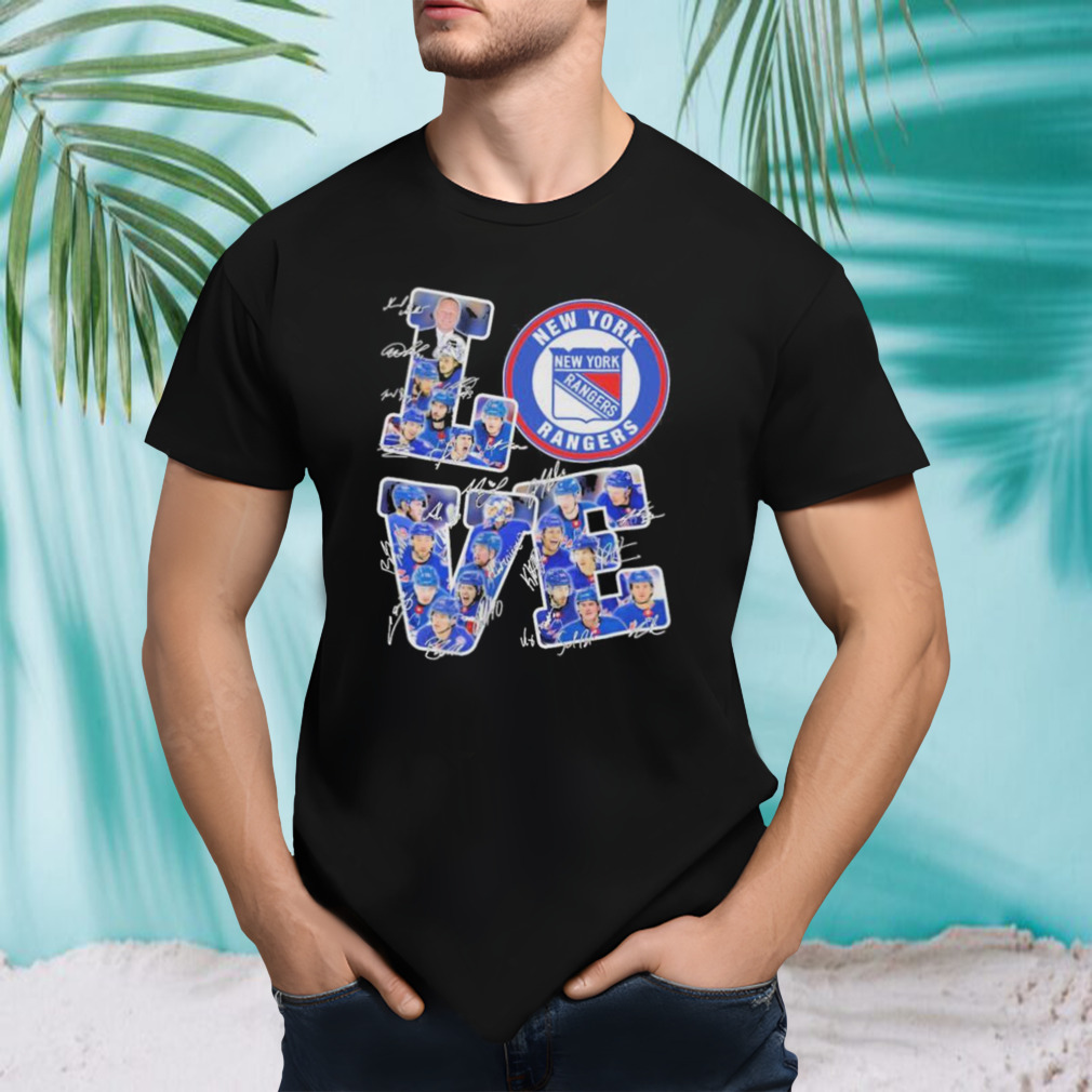 New York Rangers Players Love fans 2023 signatures shirt