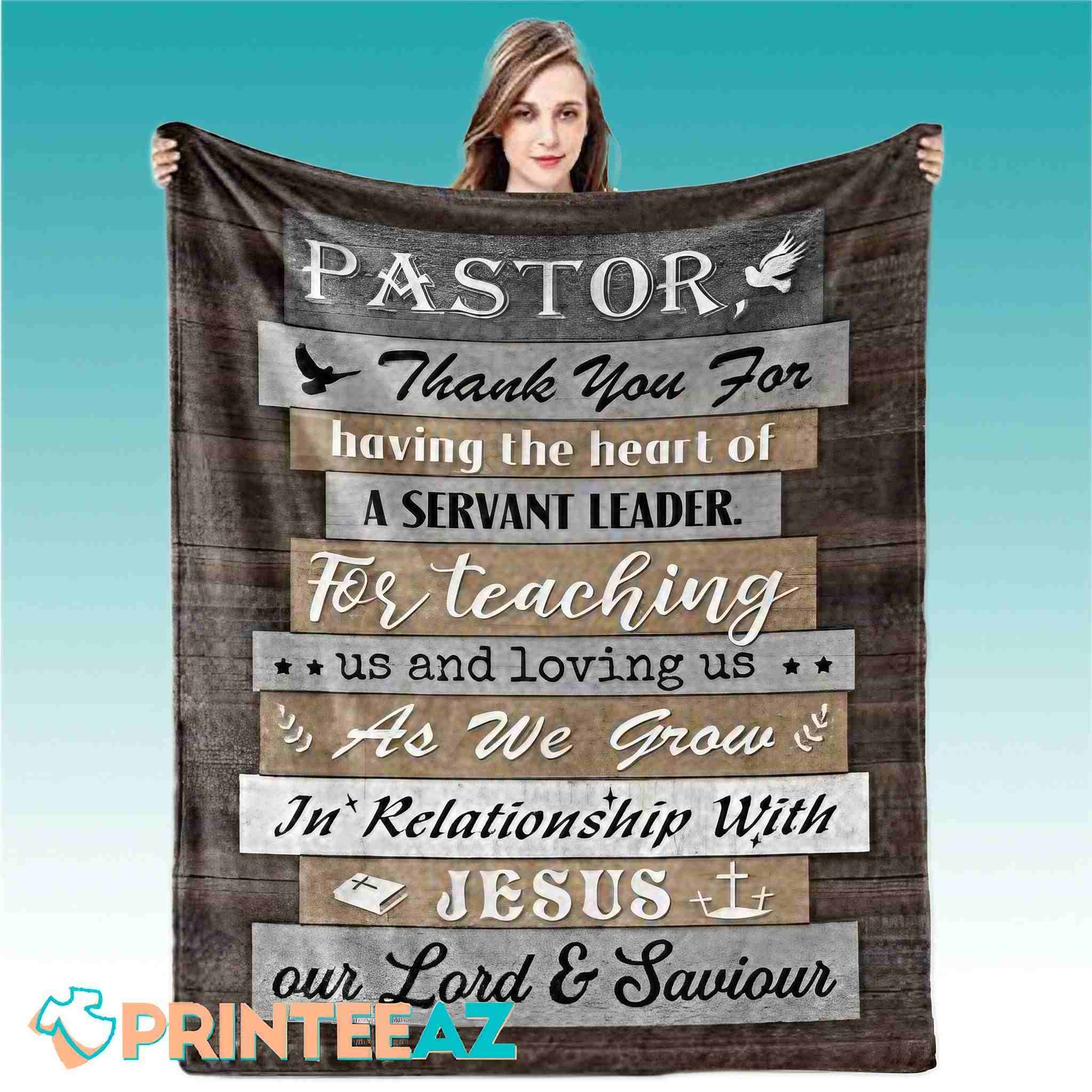 Religious Pastor Quote Fleece Throw Quilt Blanket With Bible, Cross, White And Black Text - PrinteeAZ