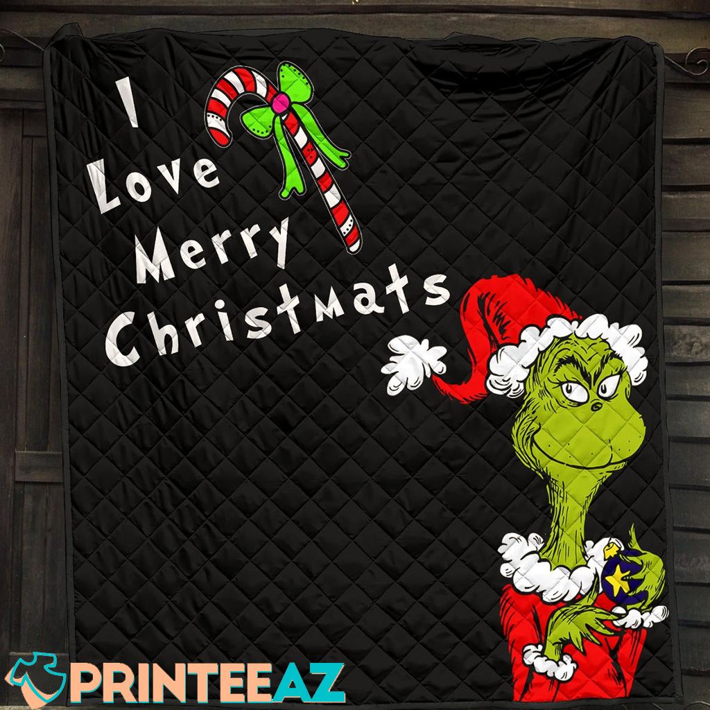 The Grinch Blanket Love Merry Christmats Candy Cane And Bomb - PrinteeAZ