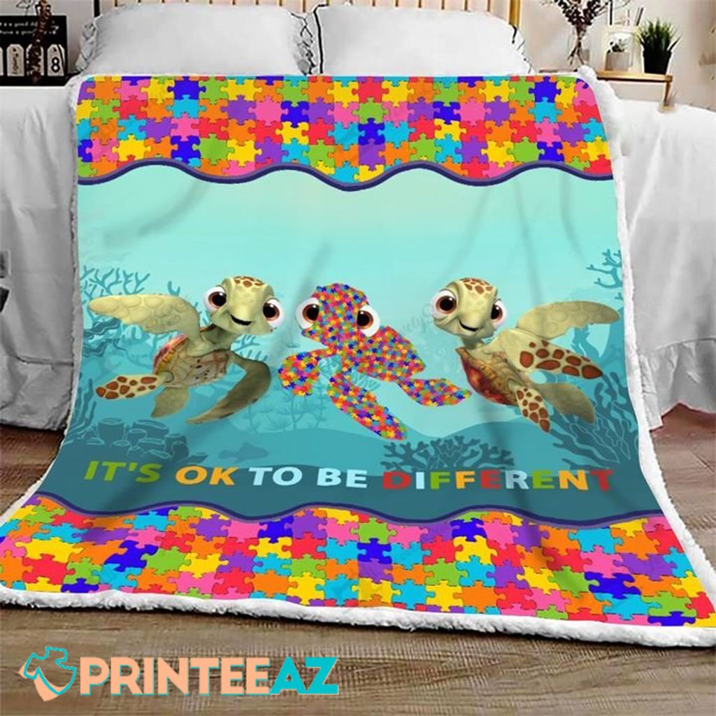 Turtle It’s Ok To Be Different Autism Blanket - PrinteeAZ