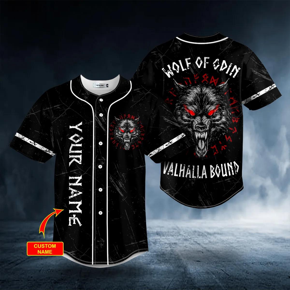 Wolf Of Odin Valhalla Bound Viking Personalized Baseball Jersey Wolf Of Odin Valhalla Bound Viking Personalized Baseball Jersey