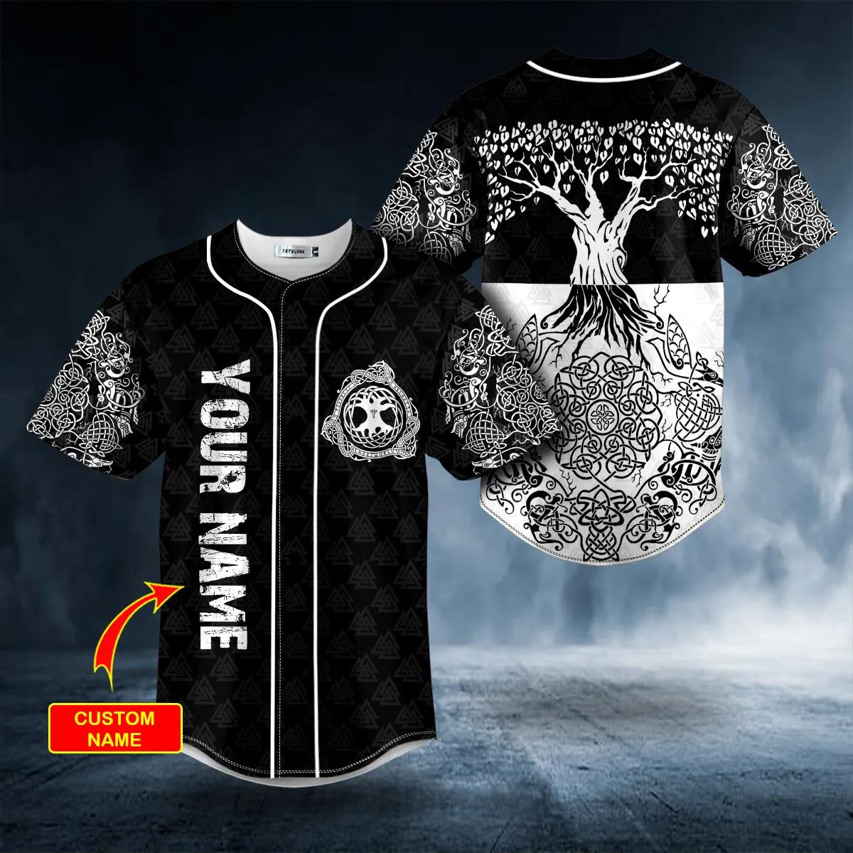 Yggdrasill Old Tree Viking Tattoo Custom Baseball Jersey