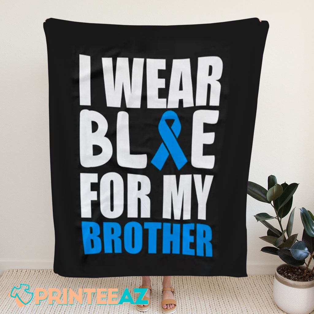 i wear blue for my brother autism quilt blanket ribbon - PrinteeAZ