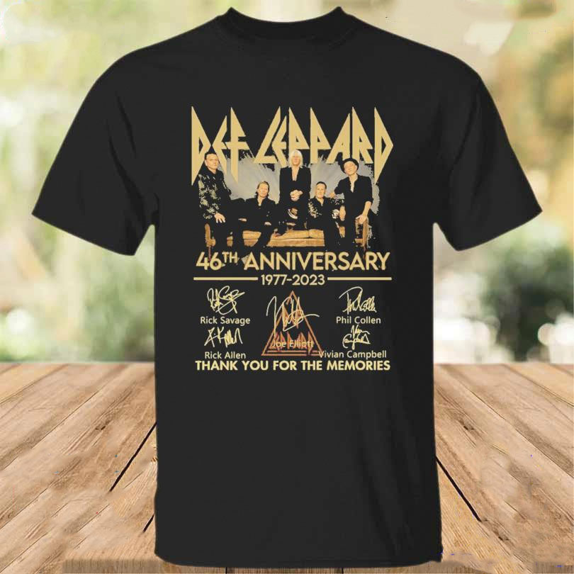 Def Leppard 46Th Anniversary 1977-2023 Merch Def Leppard 46Th Anniversary 1977-2023 Thank You For The Memories Signatures Shirt Def Leppard World Tour 2023 T-Shirt