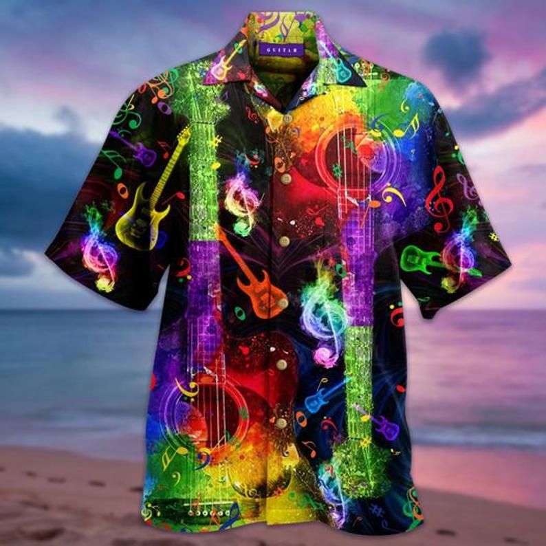 Rainbow Guitar Multicolor Amazing Design Hawaiian Shirt 1 Rainbow Guitar Multicolor Amazing Design Hawaiian Shirt
