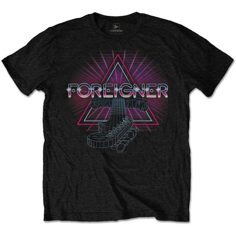 Foreigner Farewell Tour T- Shirt, Foreigner Unisex Tee  Neon Guitar, Foreigner Setlist 2022 Shirt Merch