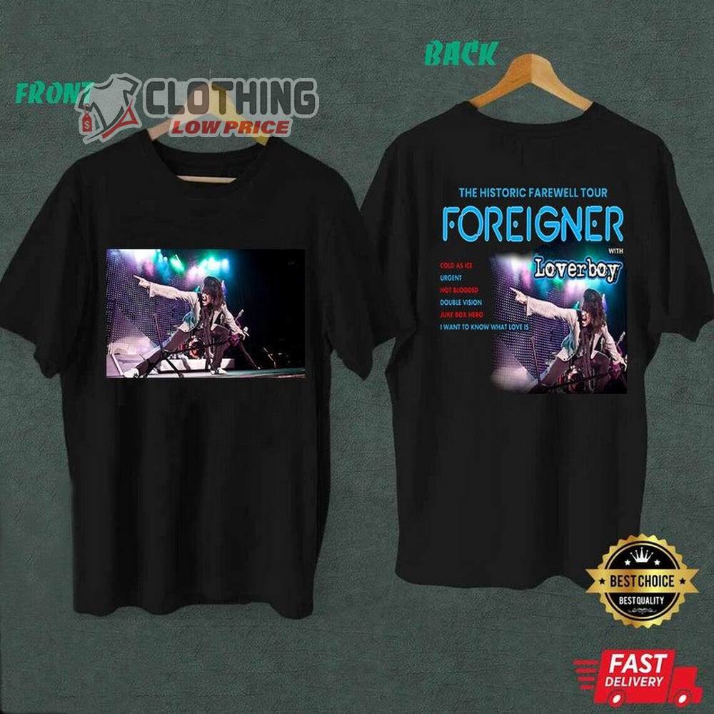 Foreigner The Historic Farewell Tour 2023 Merch, Foreigner Tour 2023 With Loverboy T-Shirt