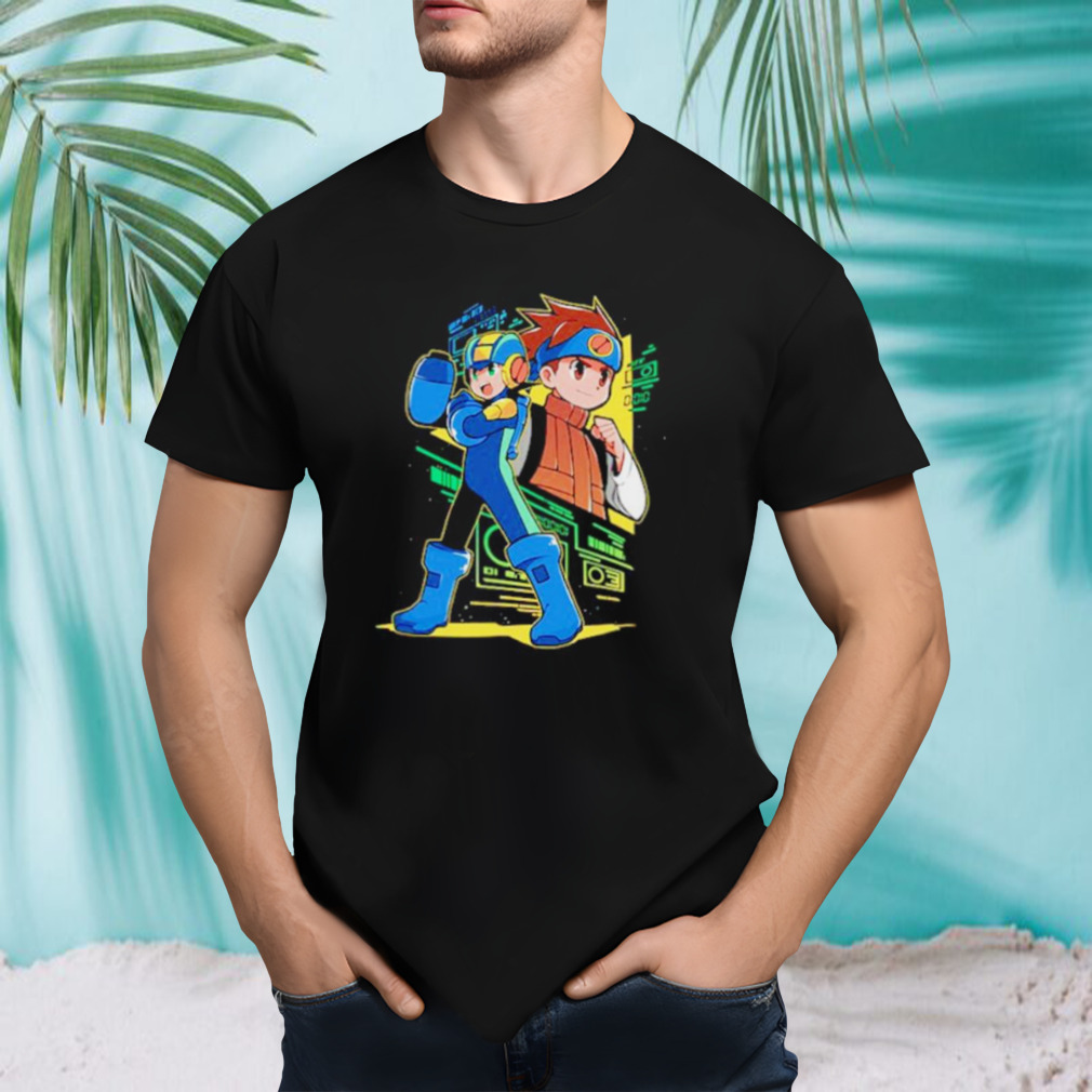 Mega man and lan cartoon shirt