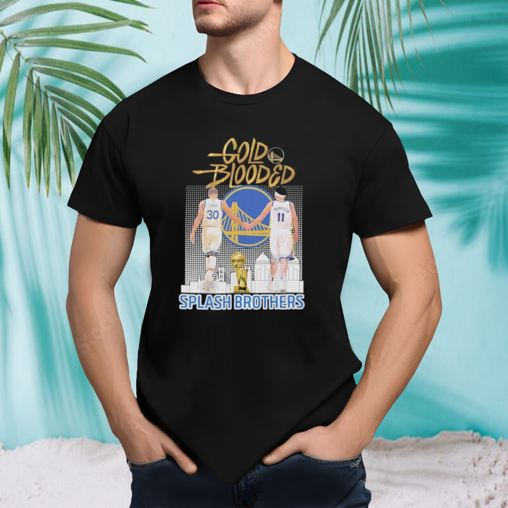 Stephen Curry and Klay Thompson Splash Brothers Gold Blooded Golden signatures shirt
