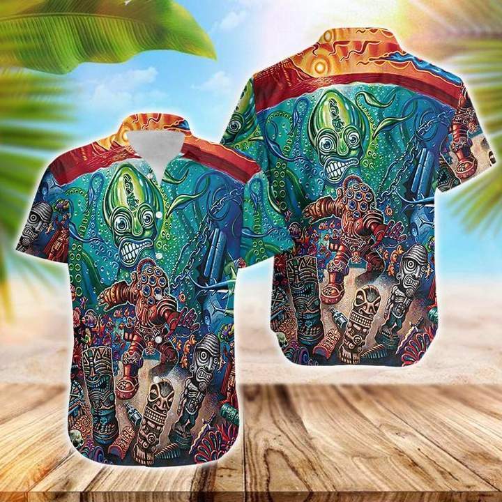 Aloha Shirts Tiki Deep In The Sea Hawaiian Shirt