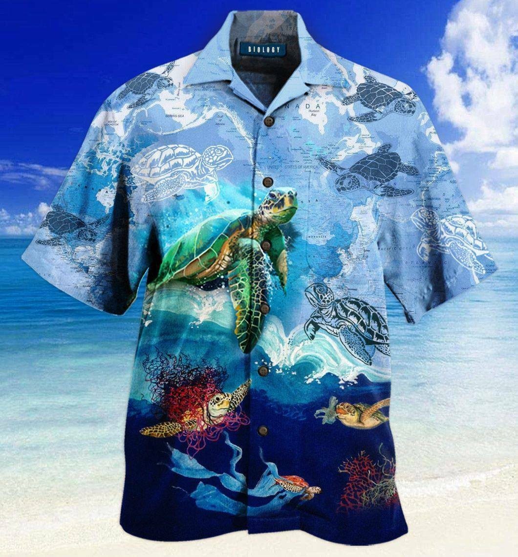 Amazing Sea Turtle Map Hawaiian Shirt