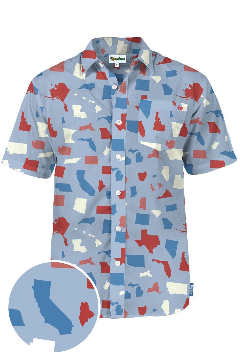 Around The Usa Blue Unique Design Hawaiian Shirt