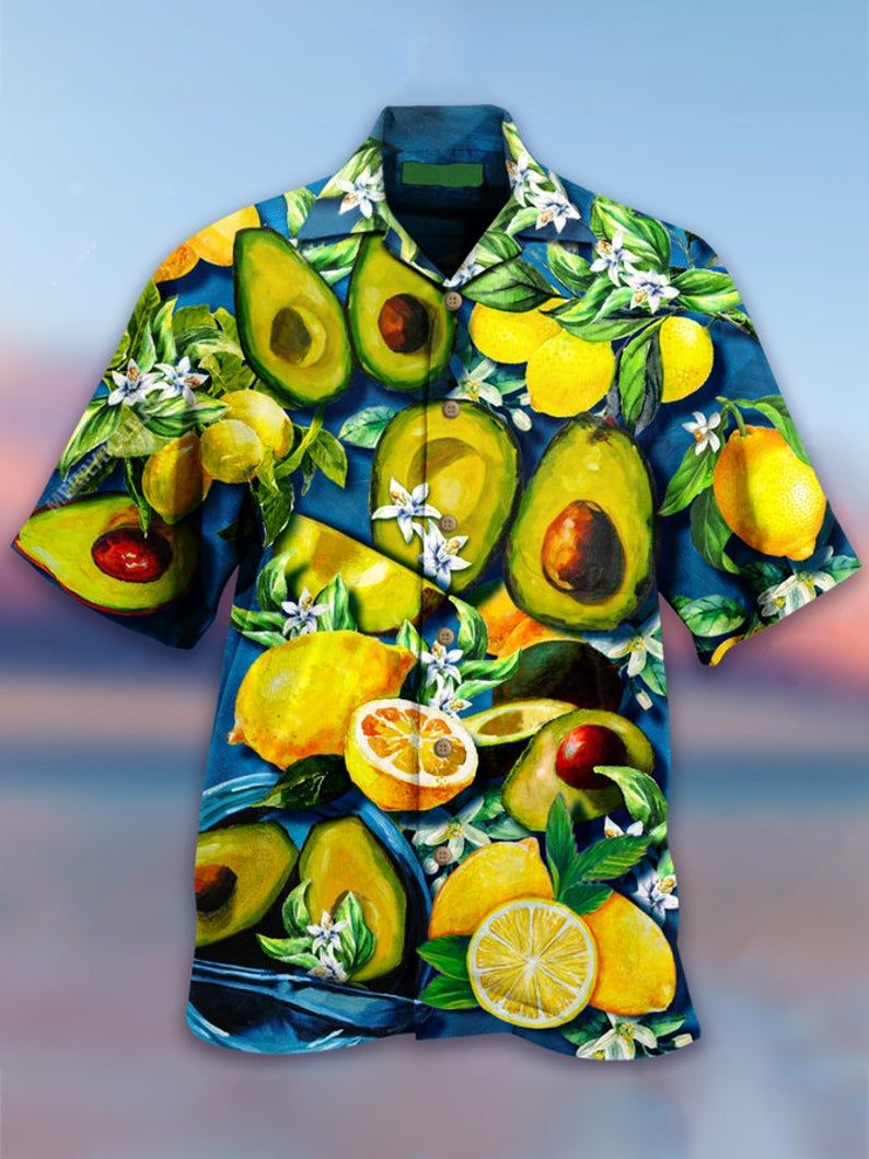 Avocado Green Yellow Unique Design Hawaiian Shirt