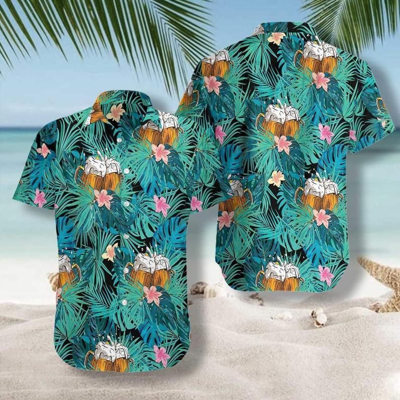 Beer Tropical Green Brown Best Design Hawaiian Shirt