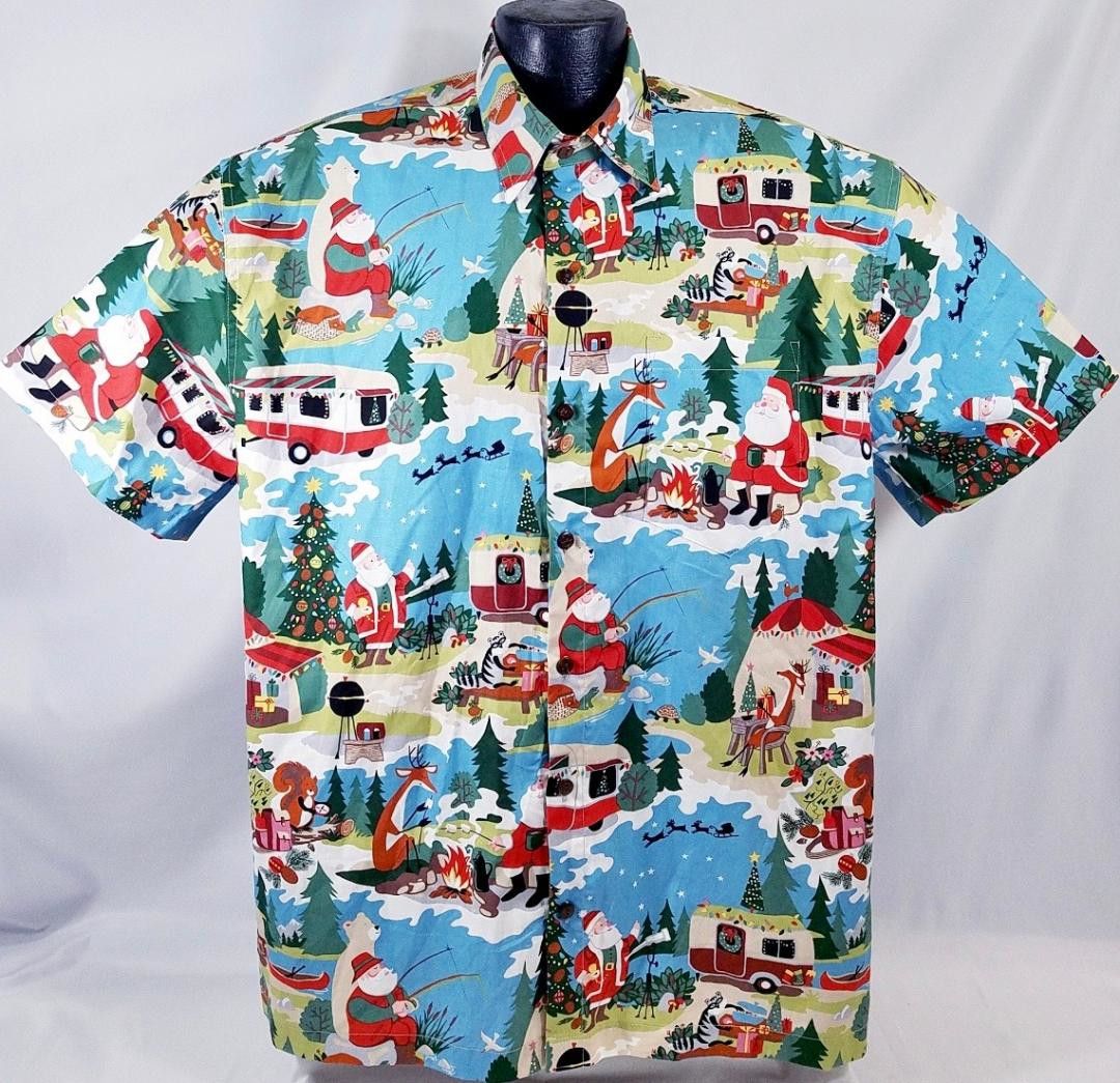 Camping Christmas Blue Amazing Design Hawaiian Shirt