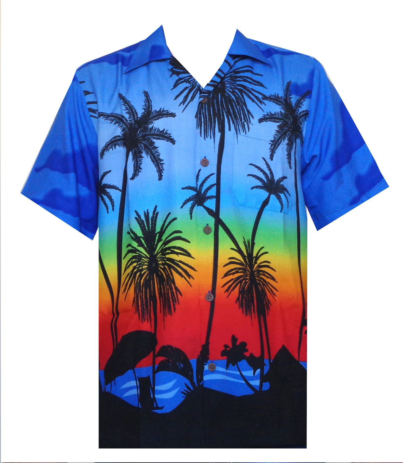 Coconut Tree Blue High Quality Hawaiian Shirt