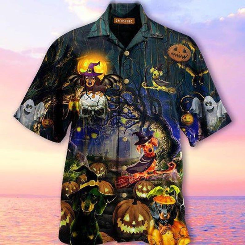 Dachshund Halloween Multicolor Amazing Design Hawaiian Shirt