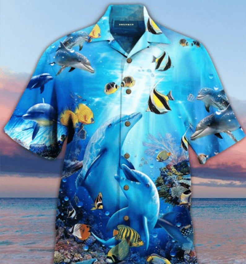 Dolphin Blue Unique Design Hawaiian Shirt