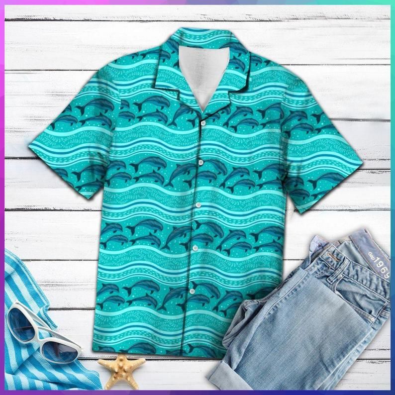 Dolphin Ocean Turquoise Amazing Design Hawaiian Shirt