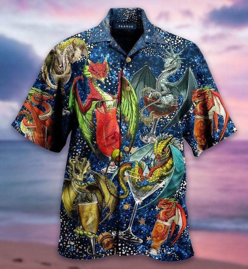 Dragon With Cocktail Galaxy Multicolor Amazing Design Hawaiian Shirt