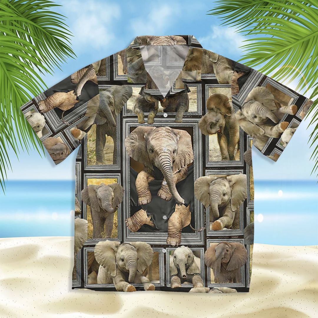Elephant Khaki Unique Design Hawaiian Shirt