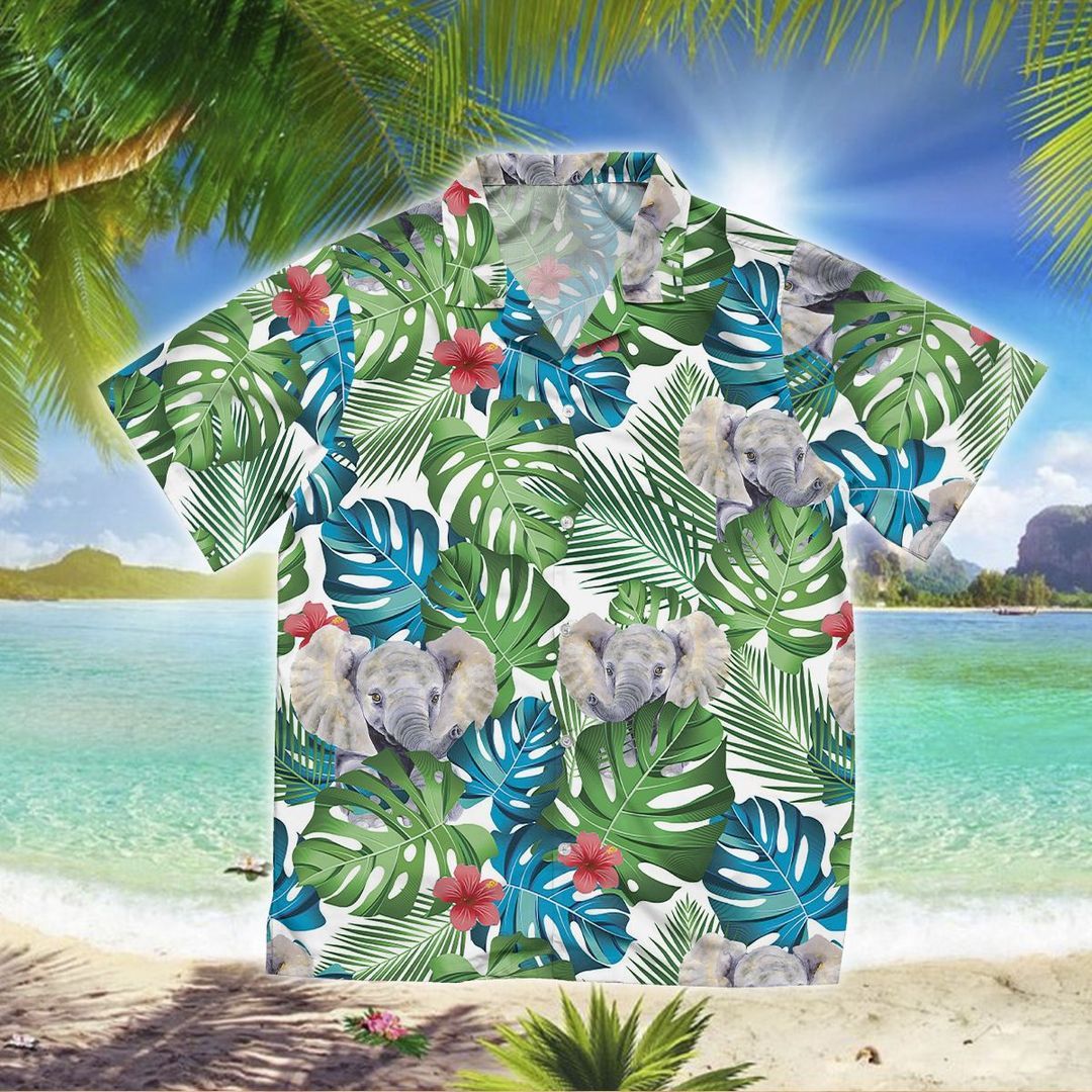 Elephant Tropical Forest Green Nice Design Hawaiian Shirt