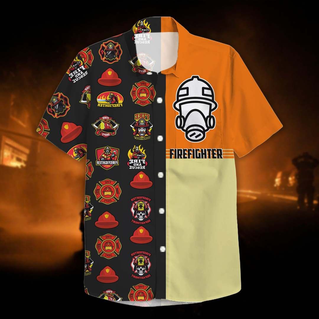 Firefighter Orange High Quality Hawaiian Shirt