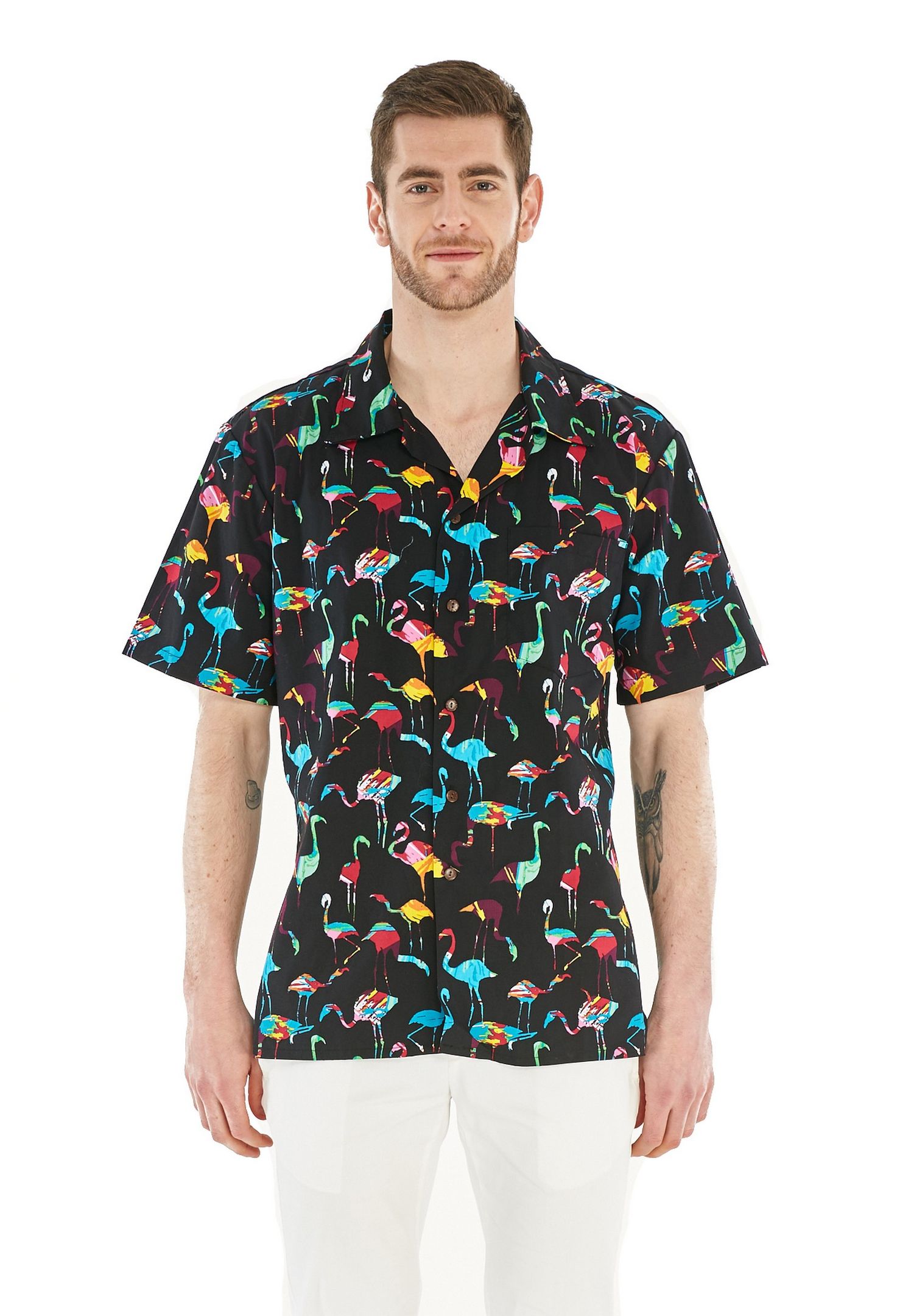 Flamingo Black Awesome Design Hawaiian Shirts