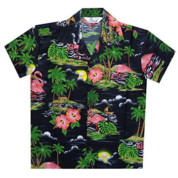 Flamingo Black High Quality Hawaiian Shirt