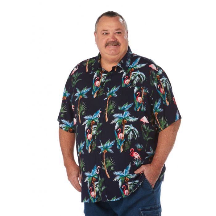 Flamingo Black High Quality Hawaiian Shirts