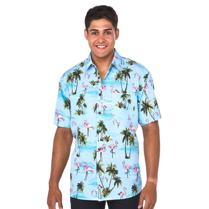 Flamingo Blue Quality Hawaiian Shirt