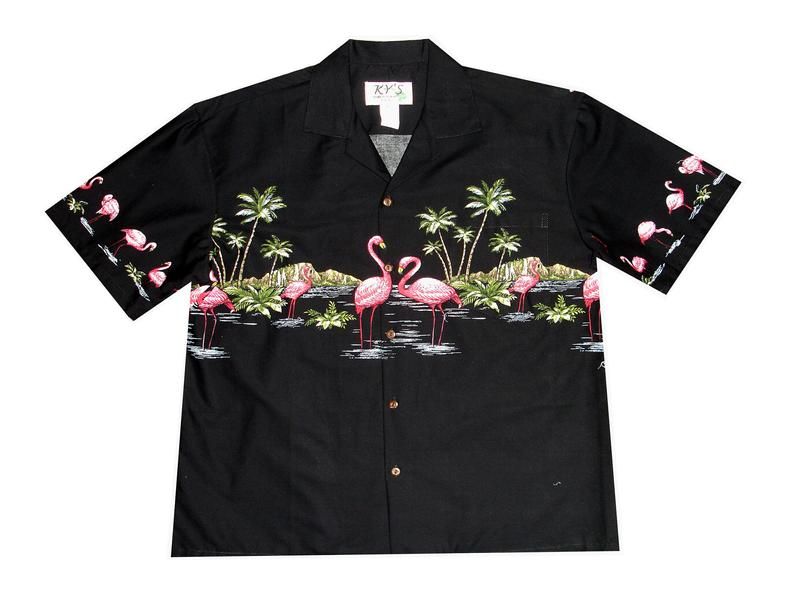Flamingo Island Black Pink Best Design Hawaiian Shirt