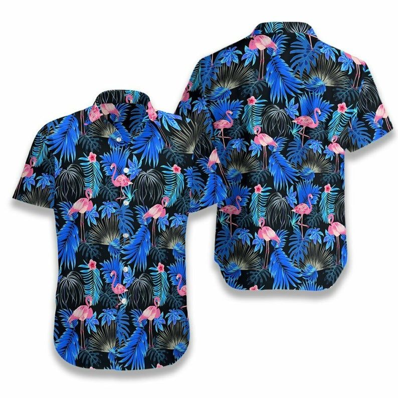 Flamingo Tropical Blue Pink Unique Design Hawaiian Shirt